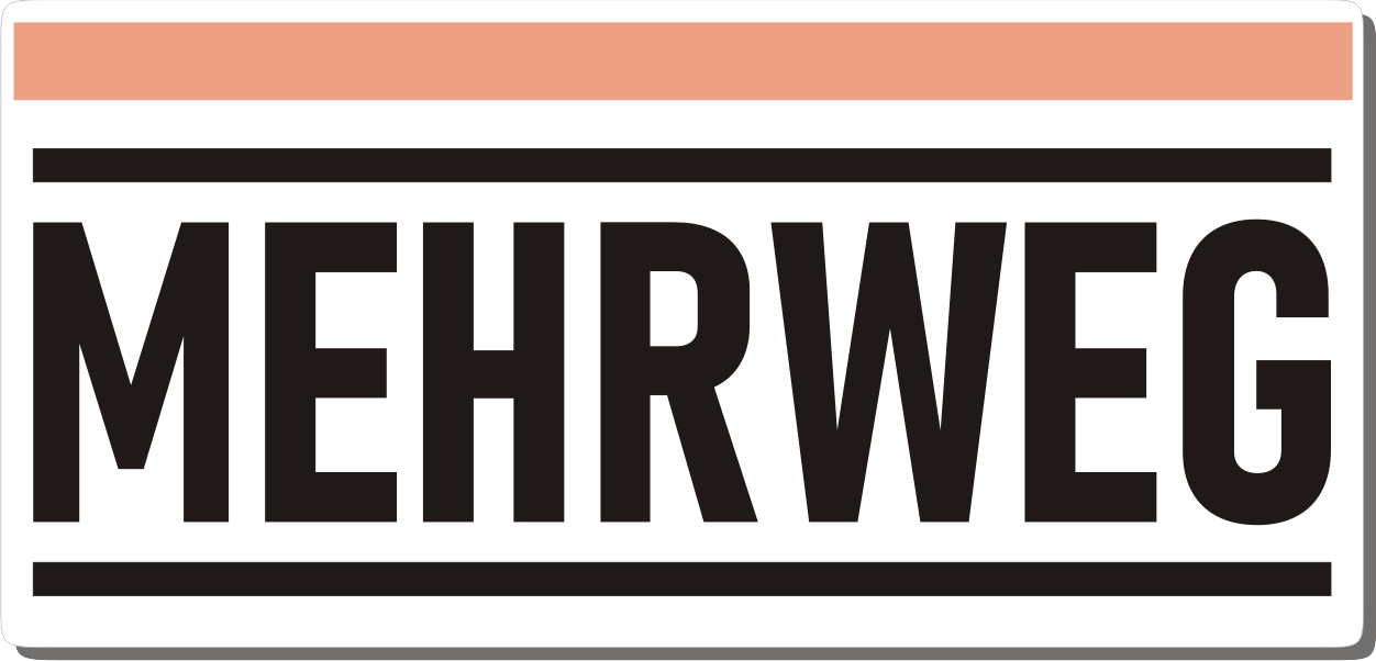 Mehrweg-Schild 210mm (§32 VerpackG), mit doppelseitigem Klebeband, gerundete Ecken