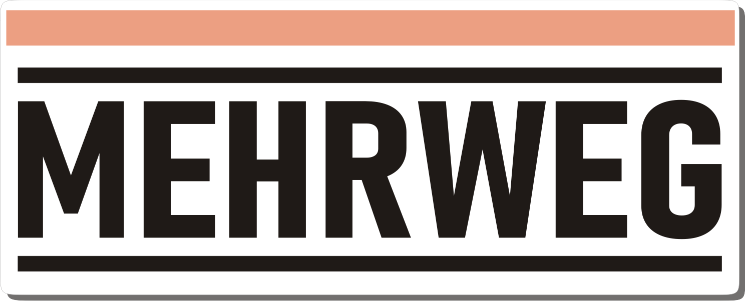 Mehrweg-Schild 250mm (§32 VerpackG), mit doppelseitigem Klebeband, gerundete Ecken